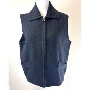 VTG NWT Tally-Ho Women's Black Sweater Vest 100% Wool Zip Up Small Cottagecore